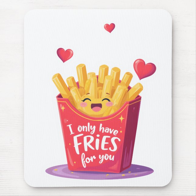 Süße Valentinstag-Fritten-Pun Mousepad (Vorne)