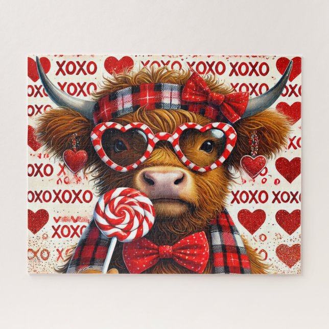 Süße Valentinstag-Hochlandkuh (Horizontal)
