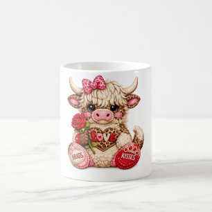 Süße Valentinstag-Hochlandkuh mit Rose – Love Hu Kaffeetasse