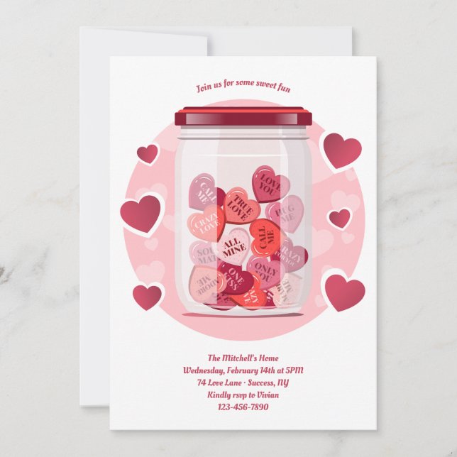 Süße Valentinstag-Liebe  Einladung (Vorderseite)