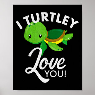 Süße Valentinstag-Schildkröte Ich Liebe Dich Valen Poster