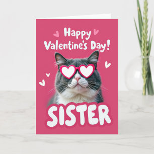 Süße Valentinstag-Schwester-Katzkarte Karte