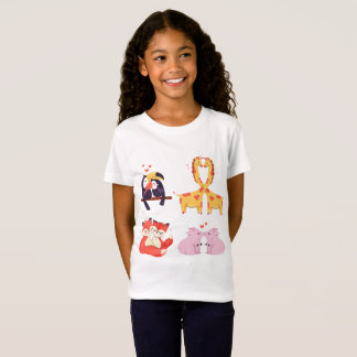 Süße Valentinstag-Tier-Paar-Liebesillustration T-Shirt