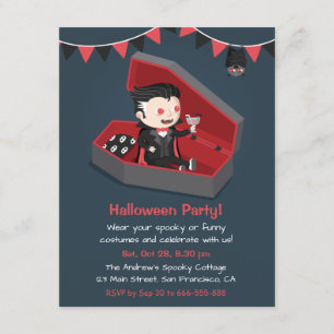 Süße Vampir-Jungen-Halloweenparty-Einladungen Einladung