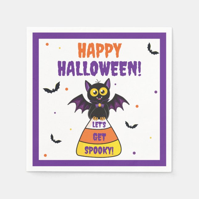 Süße Vampirfledermaus Halloween Candy Corn Serviette (Vorderseite)