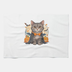 Süße Vampirkatze Halloween T-Shirt Gruseliges Kät Geschirrtuch