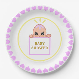 Süße Veilchen-Herzen Baby Shower Pappteller
