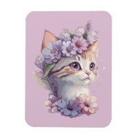 Süße Veilchen-Wasserfarben-Katze mit Flora
