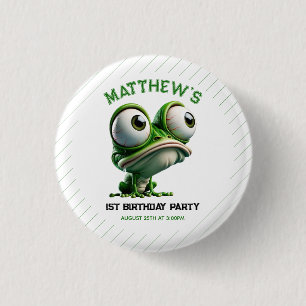 Süße Verrückte Frosch-Farm Thema 1. Geburtstag Button