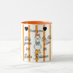Süße verrückte Gans rosa Streifen personalisierte Tasse