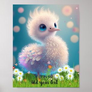 Süße verspielte Baby-Storch-Illustration Vogel Gän Poster