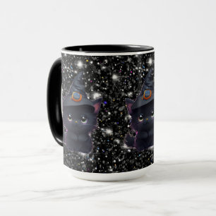 Süße, verspielte Halloween-Schwarze-Katze Tasse