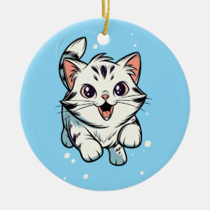 Süße verspielte Katzen-Cartoon-Kunst Keramik Ornament