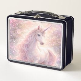 Süße, verspielte Pastell-Einhorn Metall Brotdose