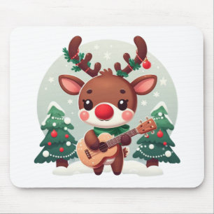 Süße verspielte Rentiere mit Gitarre Mousepad