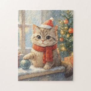 Süße verspielte Weihnachtskatze