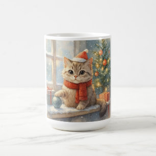 Süße verspielte Weihnachtskatze Kaffeetasse