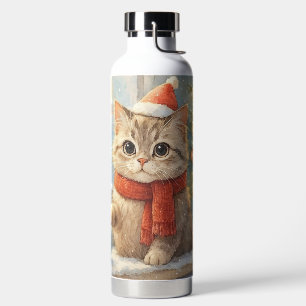 Süße verspielte Weihnachtskatze Trinkflasche