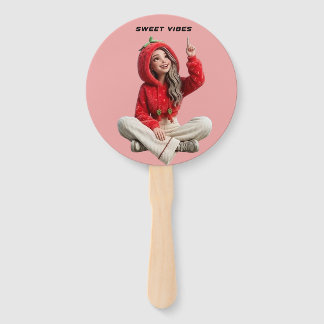 Süße Vibes Erdbeeren Hoodie Charakter Handfächer