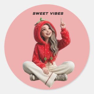 Süße Vibes Erdbeeren Hoodie Charakter Sticker