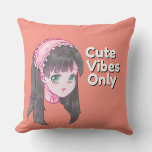 Süße Vibes Only Kissen – Kawaii Anime Mädchen Past
