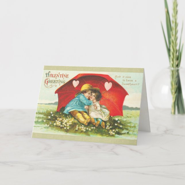 Süße viktorianische Karte des Valentines Tages (Vorderseite)
