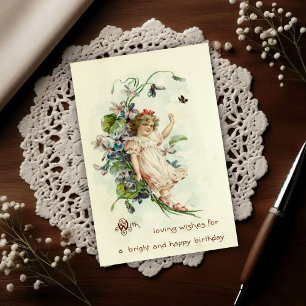 Süße Vintage 1908 Floral Girl Geburtstag Postkarte