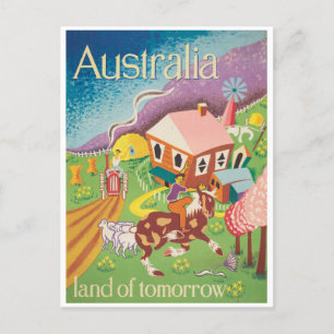 Süße Vintage-Australien-Farm-Reise Postkarte