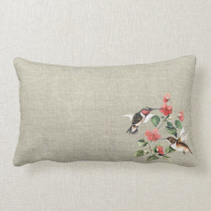 Süße Vintage Blumenkolibri-Paare Lendenkissen