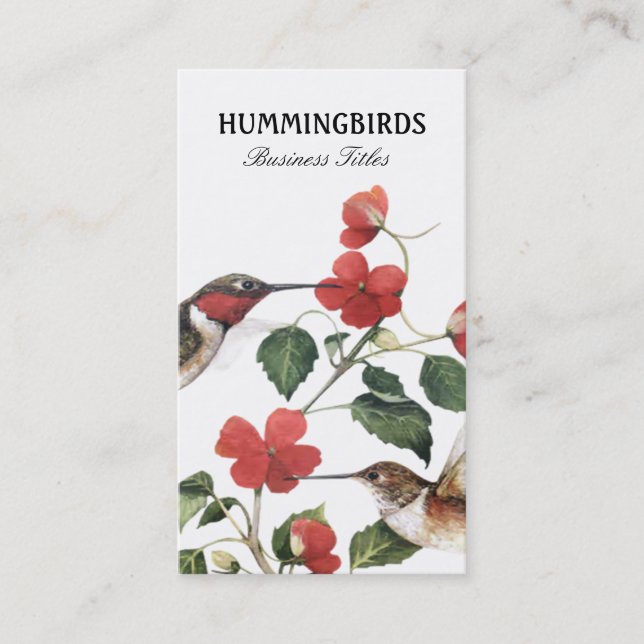 Süße Vintage Blumenkolibri-Paare Visitenkarte (Vorderseite)