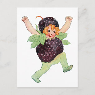 Süße Vintage-Brombeermädchen Postkarte