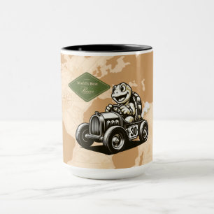 Süße Vintage-Cartoon-Schildkröte-Racer-Tri-Blend-S Tasse