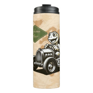 Süße Vintage-Cartoon-Schildkröte-Racer-Tri-Blend-S Thermosbecher