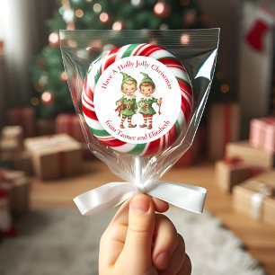 Süße Vintage-Elfen Holly Jolly Benutzerdefinierte  Runder Aufkleber