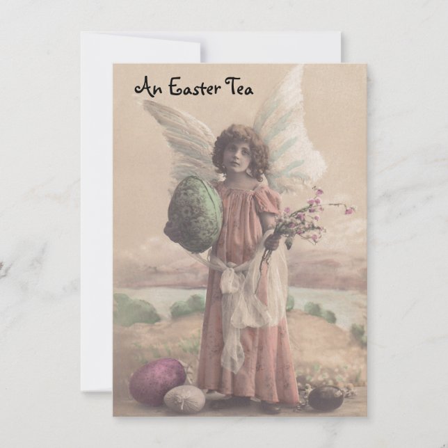 Süße Vintage Engels-Ostern-Tee-Party Einladungen (Vorderseite)