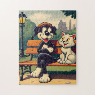 Süße, vintage Hund/Katze Cartoon