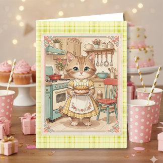 Süße Vintage-Katze | Alles Gute zum Geburtstag Karte