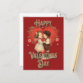 Süße Vintage-Kind-Valentinskarte Postkarte