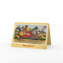 süße vintage Oster-Motorrad-Küken