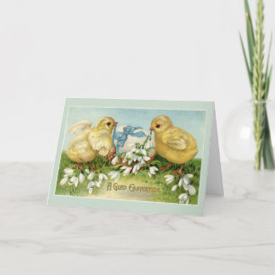 Süße Vintage-Osterküken Karte