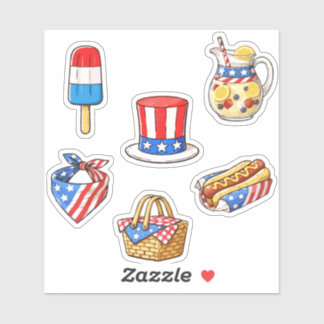 Süße vintage patriotische Doodle-Aufkleberbögen Aufkleber