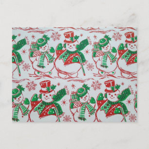 Süße Vintage-Urlaubsschneemann-Weihnachtskarte Postkarte