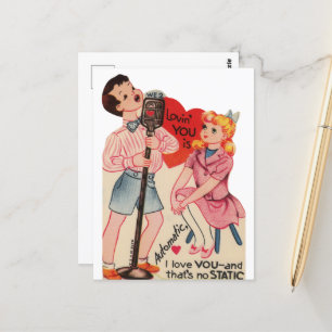 süße vintage Valentinstag static  Postkarte