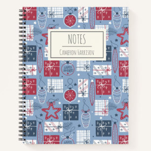 Süße vintage Weihnachtsfeiertage blau personalisie Notizbuch