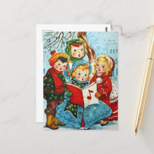 süße vintage Weihnachtskinder Postkarte