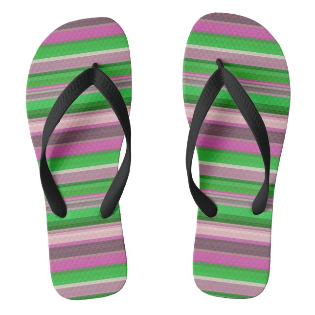 Süße violette grüne Streifen Flip Flops (Fußbett)