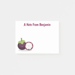 Süße violette Mangosteen-Cartoon-Illustration Post-it Klebezettel