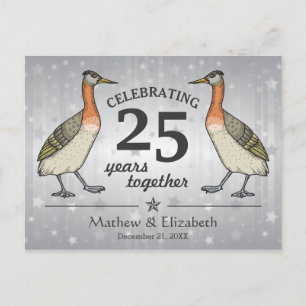 Süße Vögel Benutzerdefiniert Silber 25. Hochzeitst Postkarte