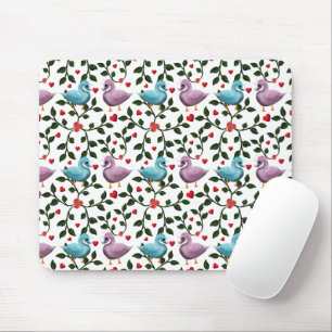 Süße Vögel Blumenmuster  Mousepad