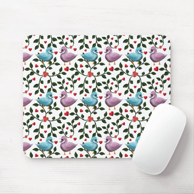 Süße Vögel Blumenmuster  Mousepad (Mit Mouse)